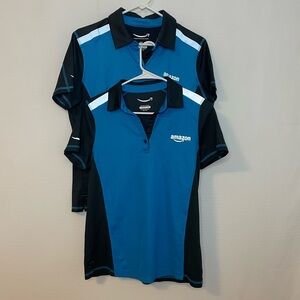 Amazon Women’s Active Polo Shirt Lot of 2: Medium & Large Blue Black Uniform